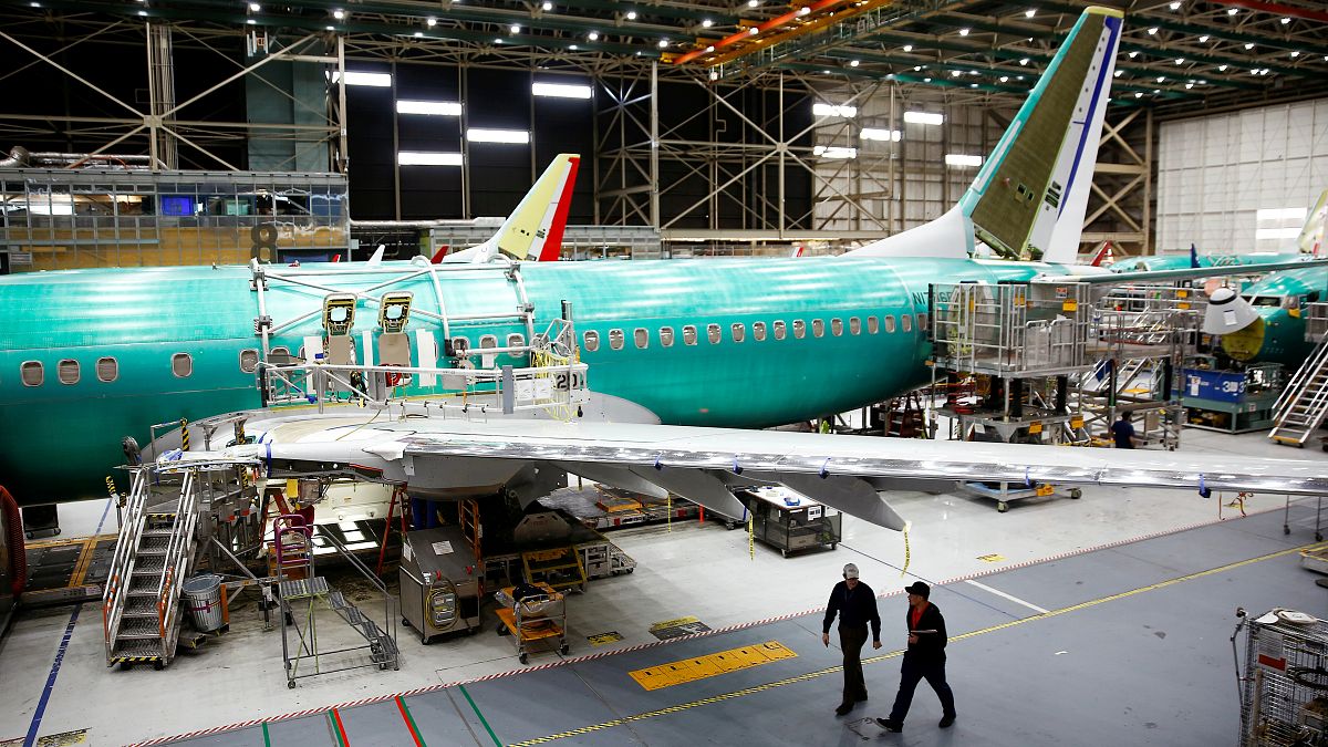طائرة 737 ماكس في مصنع بوينج في رنتون بواشنطن يوم 27 مارس آذار 2019