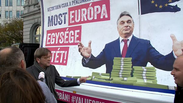 ALDE leader Guy Verhofstadt had a poster war with Hungary's Viktor Orban ALDE leader Guy Verhofstadt had a poster war with Hungary's Viktor Orban