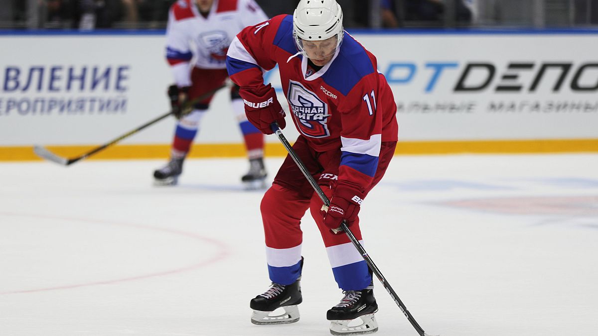 Watch: Putin shows off athletic prowess in ice hockey game