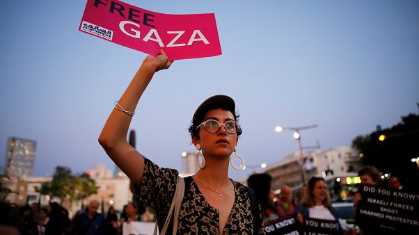 Israelíes protestan en Tel Aviv a favor de Palestina en vísperas de Eurovisión Israelíes protestan en Tel Aviv a favor de Palestina en vísperas de Eurovisión