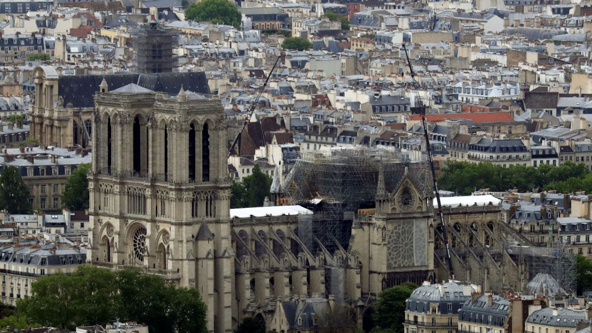 A view shows Notre-Dame Cathedral after the fire. 