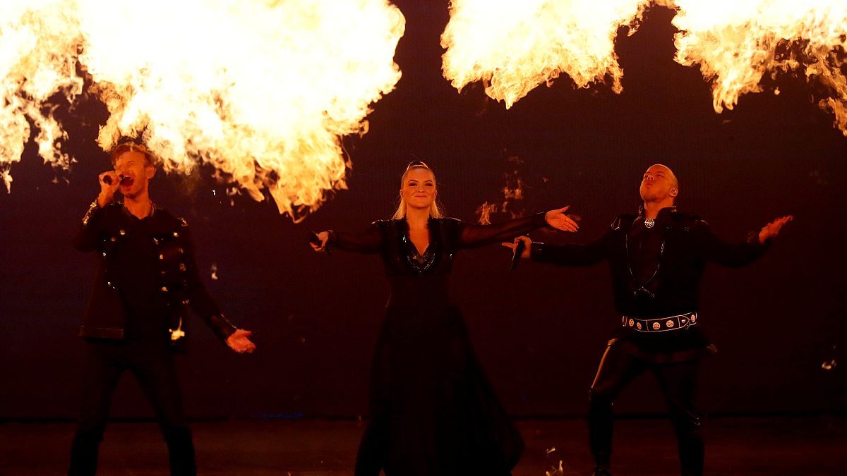 Participants KEiiNO of Norway perform during a dress rehearsal.