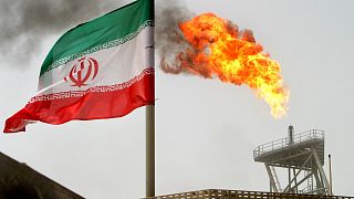 A gas flare on an oil production platform in the Soroush oil fields, Iran
