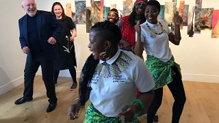 Frans Timmermans dances during a visit to Ireland on the campaign trail