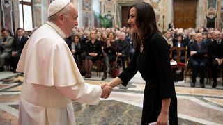 Pope Francis attends a meeting with the members of Italian FPA