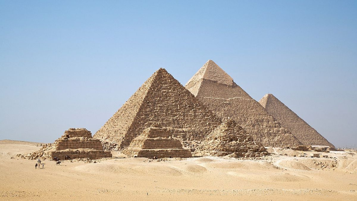 The pyramids in Giza, Egypt.