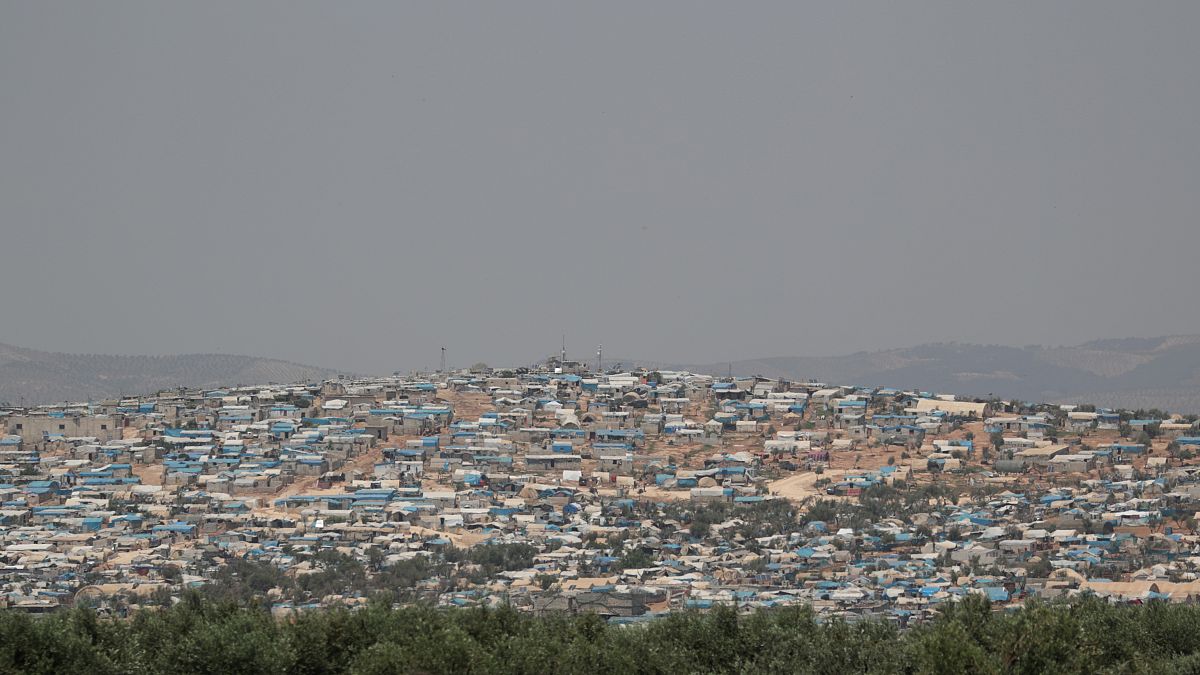 منظر عام لمخيم عتمة للنازحين في بلدة عتمة، محافظة إدلب 