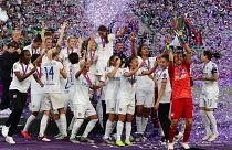 Olympique Lyonnais after winning the 2019 Women's Champions League.
