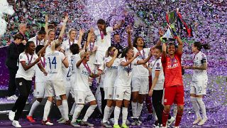 Olympique Lyonnais after winning the 2019 Women's Champions League.