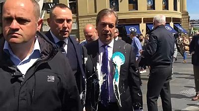 Milkshake thrown at Brexit party leader Farage