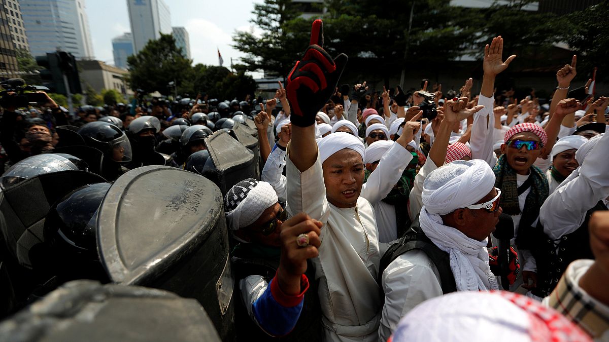 Protest near the Election Supervisory Agency in Jakarta