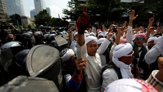 Protest near the Election Supervisory Agency in Jakarta