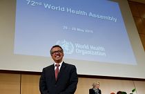 Director general of the WHO Tedros attends the 72nd WHA in Geneva.