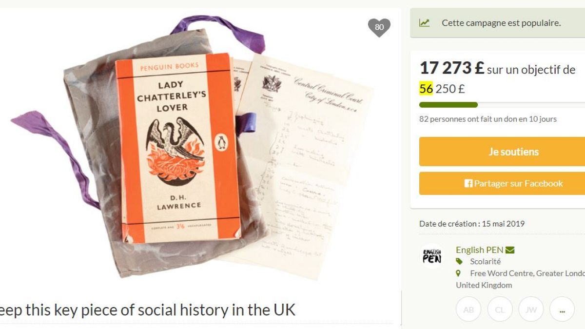 Screen capture of go fund me campaign for Lady Chatterley's Lover