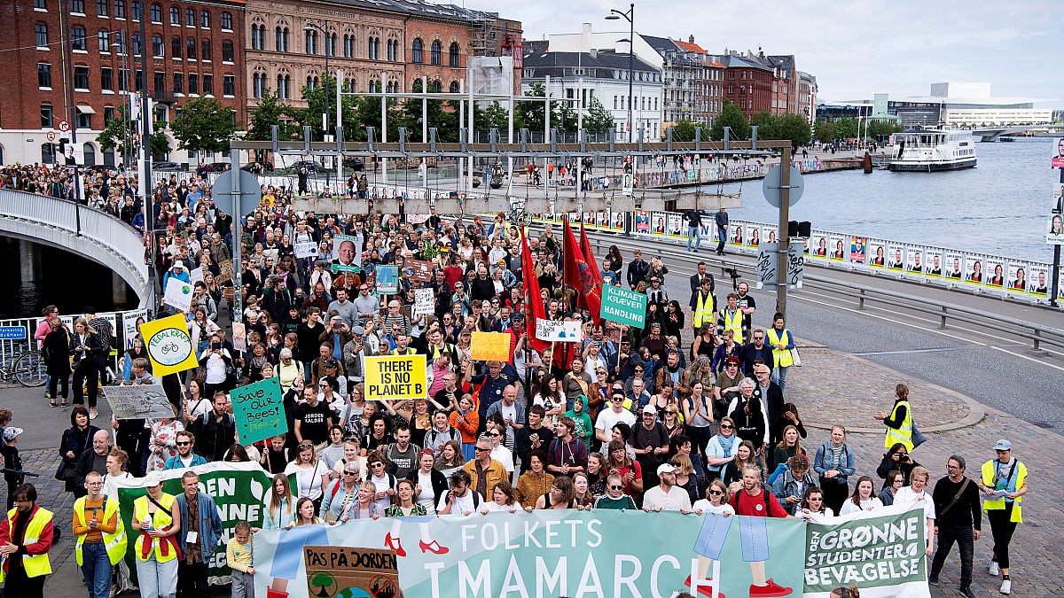 A climate march in Copenhagen on the day before the EU election results