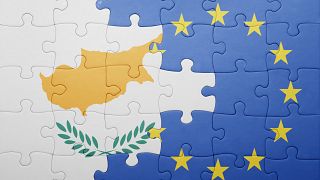 puzzle with the national flag of cyprus and european union . concept
