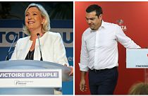 الکسیس سیپراس، نخست وزیر یونان و مارین لوپن رهبر حزب اجتماع ملی در فرانسه
