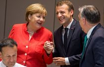 Merkel, Macron és Orbán Viktor 2018 júnuis 18-án Brüsszelben