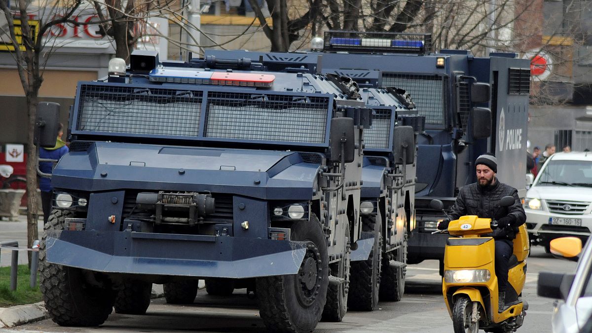 File photo of Kosovan police armoured vehicles