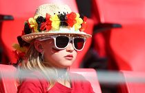 A Germany fan watches the international friendly with Chile this week
