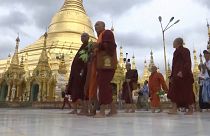 Monks march in Myanmar in support of firebrand preacher