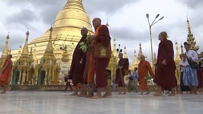Monks march in Myanmar in support of firebrand preacher