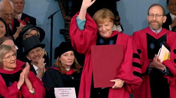 Angela Merkel honorée à Harvard Angela Merkel honorée à Harvard