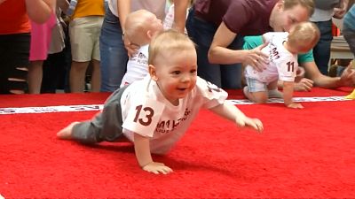 Quickest crawler crowned in Lithuanian baby race
