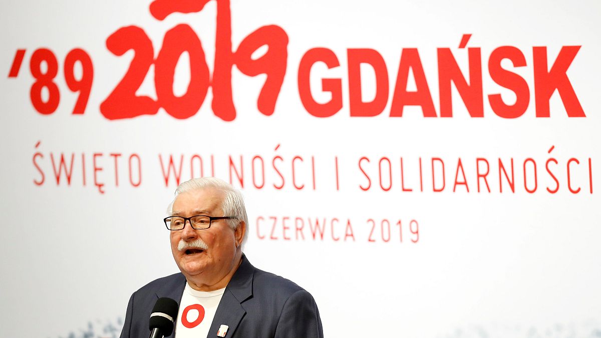 Lech Wałęsa beszél a gdański évfordulón