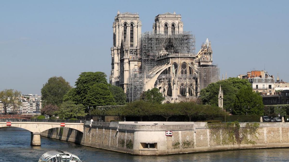 The Notre Dame Cathedral after the fire.