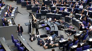Watch: Youth climate change demonstrators protest in German parliament