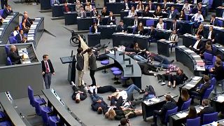 شاهد: نشطاء بيئيون يقتحمون البرلمان الألماني ويفترشون أرضيته