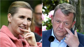 Social democrat leader Mette Frederiksen and PM Lars Loekke Rasmussen