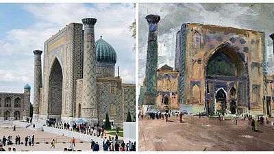 Watch: 13 artists come together in Samarkand to immortalise cultural sites in their drawings