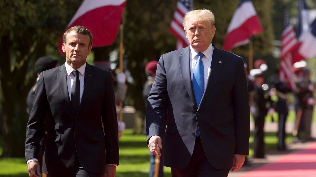 Macron and Trump attend D-Day commemerations in Colleville-sur-Mer.