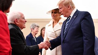 Donald and Melania Trump with 93-year-old Thomas Cuthbert.