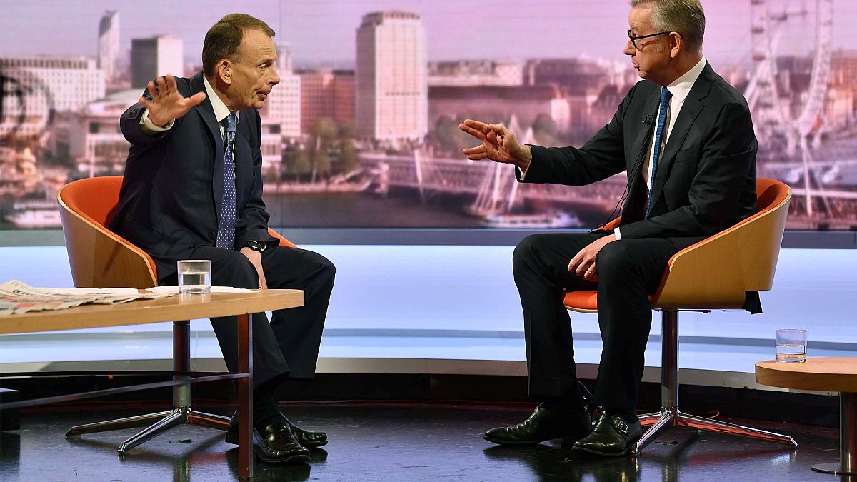 Britain's Environment Secretary Michael Gove appears on the BBC 