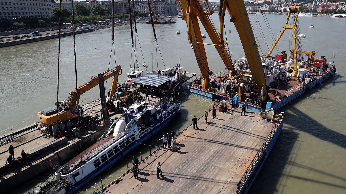 Watch: Boat involved in deadly collision lifted from Danube