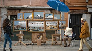 "Venice in oil", set up by a person purporting to be British artist Banksy,