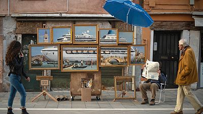 "Venice in oil", set up by a person purporting to be British artist Banksy,