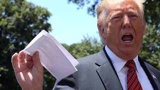Trump waves paper with Mexico immigration plans written on it