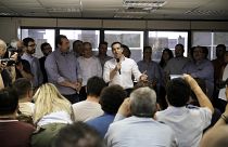 Ο πρωθυπουργός Αλέξης Τσίπραςκατά τη διάρκεια της επίσκεψής του στην Κεντρική Υπηρεσία της Δημοτικής Αστυνομίας, του Δήμου Αθηναίων