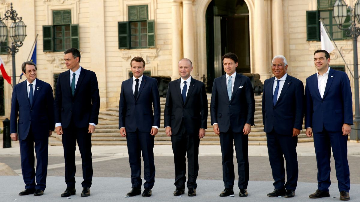 Os sete líderes europeus presentes na VI cimeira do MED7 em Malta
