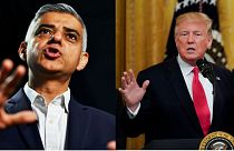 London Mayor Sadiq Khan (L) and US President Donald Trump (R)