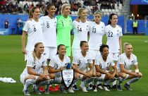New Zealand players before the Women's World Cup match against Canada on June 15, 2019.