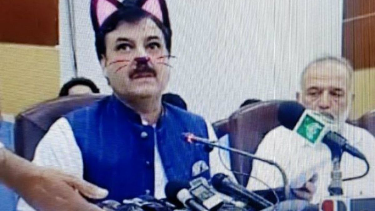 Pakistanlı bakan 'kedi kulakları' ile görüntülendi 
