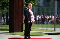 La chancelière allemande Angela Merkel and le président ukrainien Volodymyr Zelenskiy à Berlin, le 18/06/2019