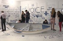 Watch: Yoko Ono refugee boat installation goes on display 