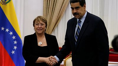 UN human rights chief meets with Maduro and Guaido as Venezuelans protest over humanitarian crisis