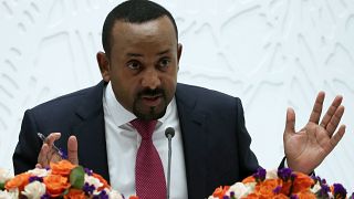 رئيس الوزراء الإثيوبي أبي أحمد يتحدث في مؤتمر صحفي في أديس أبابا يوم 28 مارس آذار 2019
